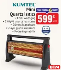 KUMTEL MİNİ QUARTZ ISITICI 1200 WATT fiyat ve kampanya bilgisi